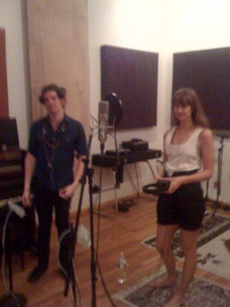 Simon and Erika Forster of Au Revoir Simone. Simon is teaching Forster back-up vocals for Supreme Being single. 
